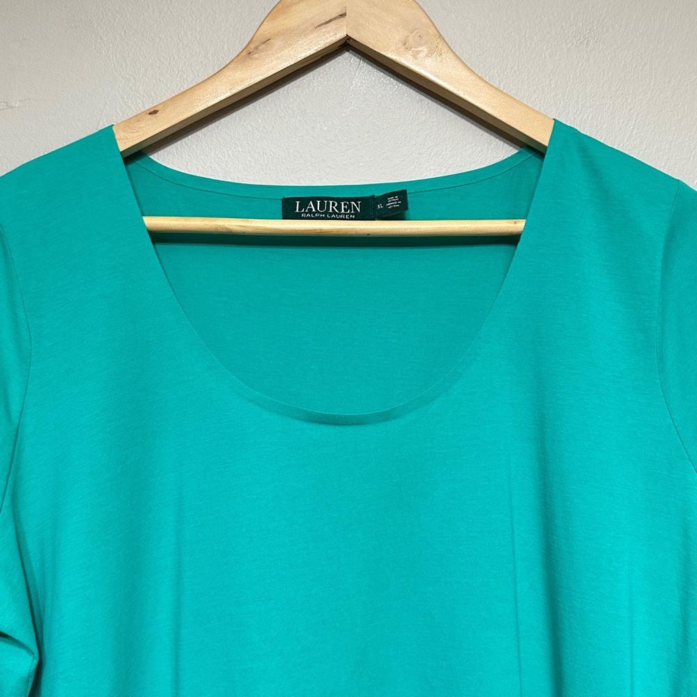 Lauren Ralph Lauren Short Sleeve Scoop Neck Tee Women XL Soft Lightweight Fitted - Picture 2 of 9